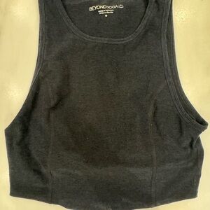 Beyond Yoga Black Spacedye Cropped Top with built in bra